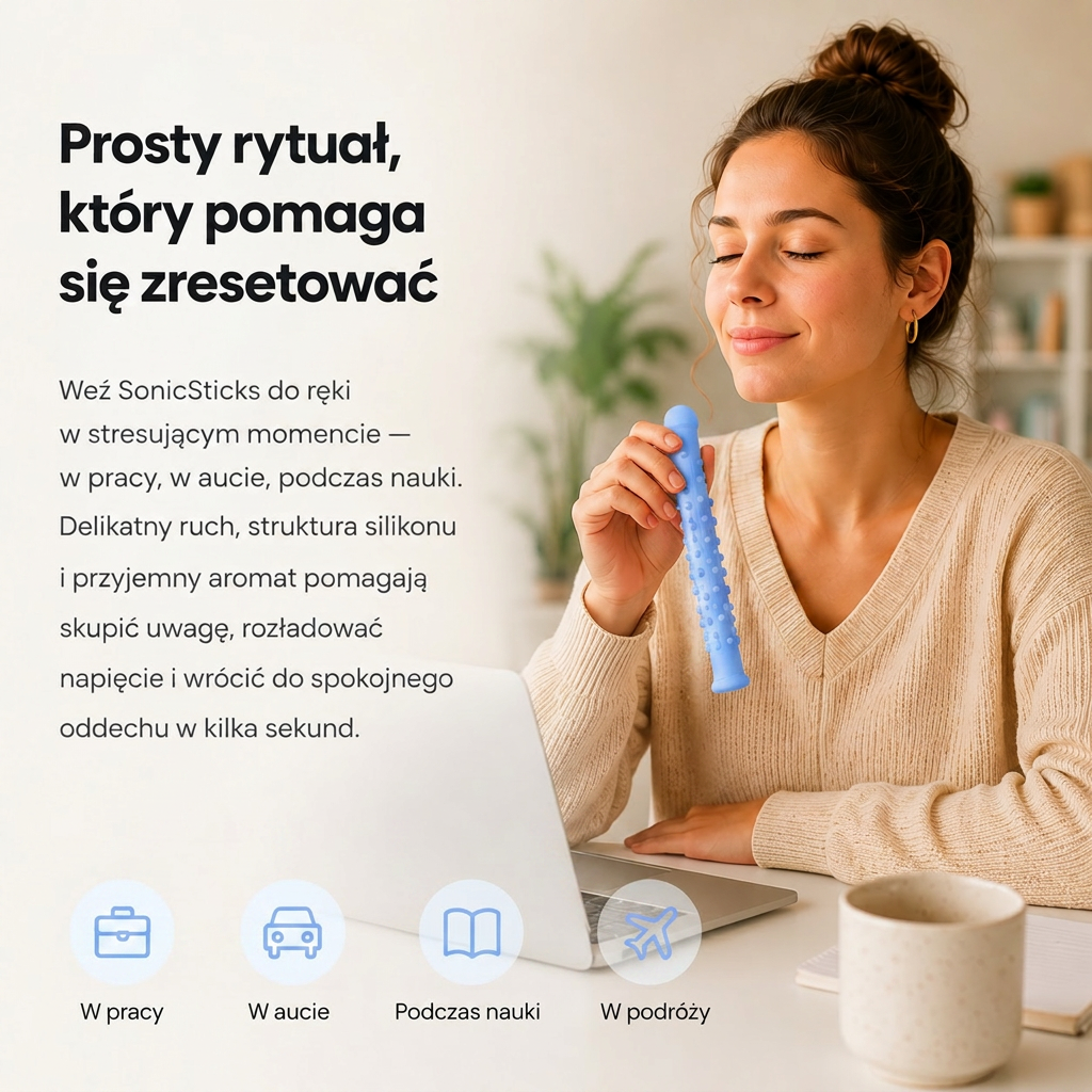 Prosty rytuał, który pomaga się zresetować — SonicSticks w pracy, aucie, podczas nauki i w podróży